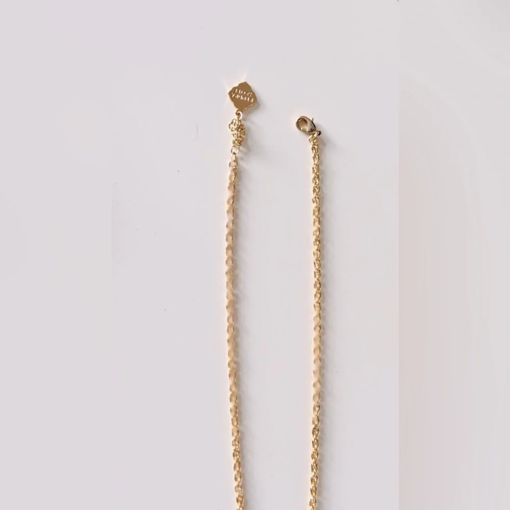 KENDRA SCOTT Rayne Long Gold Necklace w Deep Navy Blue Tassel Pendant